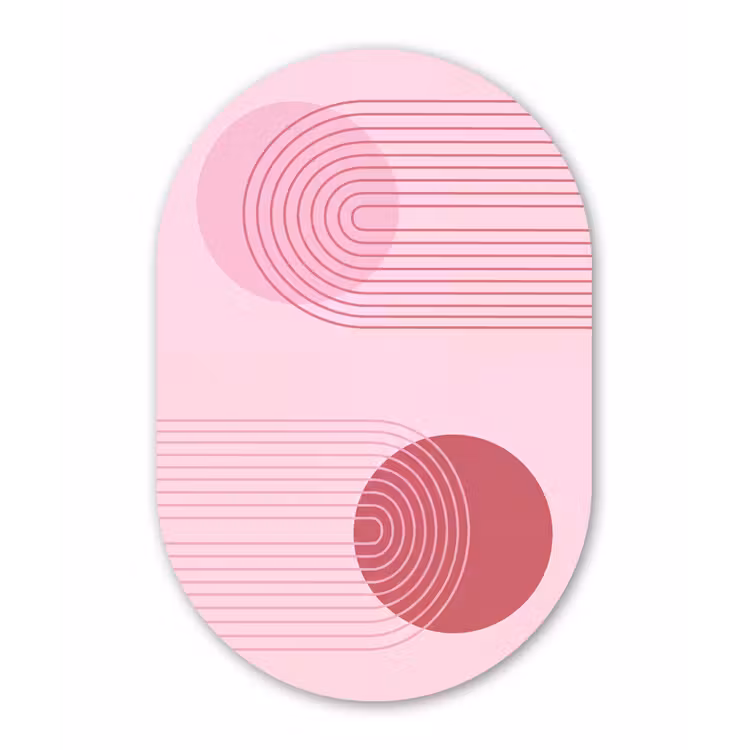 Vormen - Lijnen - Minimalistisch - Roze Wandcirkel Ovaal Forex klein -3d