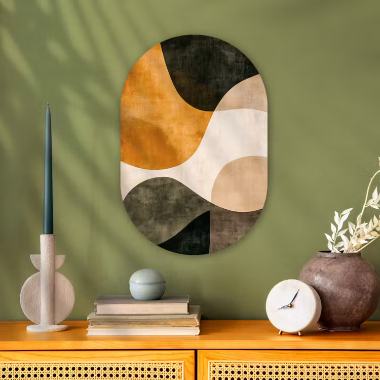 Vormen - Okergeel - Abstract Wandcirkel Ovaal Forex klein -sfeer2