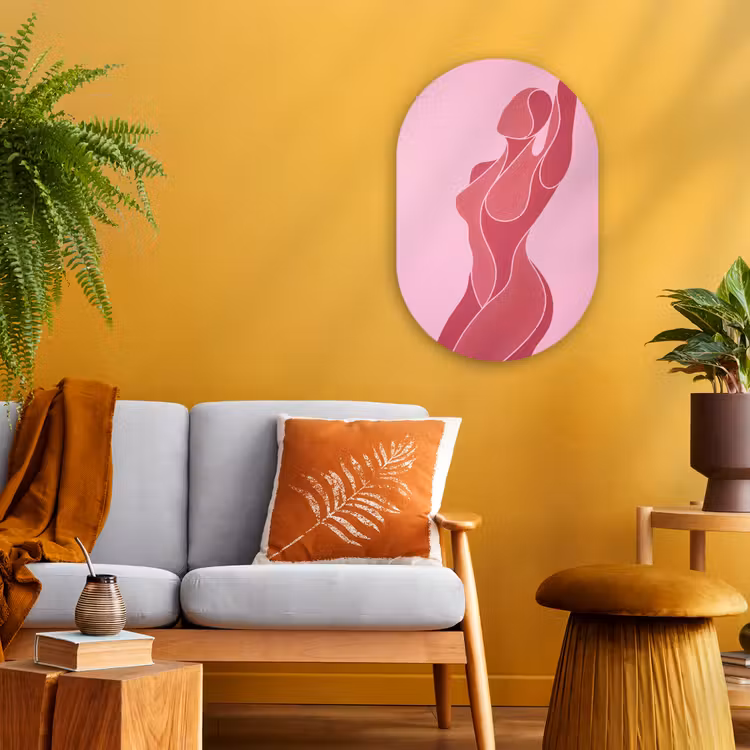 Vrouw - Lichaam - Abstract - Roze Wandcirkel Ovaal Forex klein -sfeer4