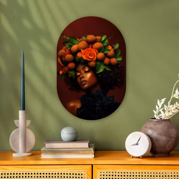 Vrouw - lychee - exotisch Wandcirkel Ovaal Forex klein -sfeer2