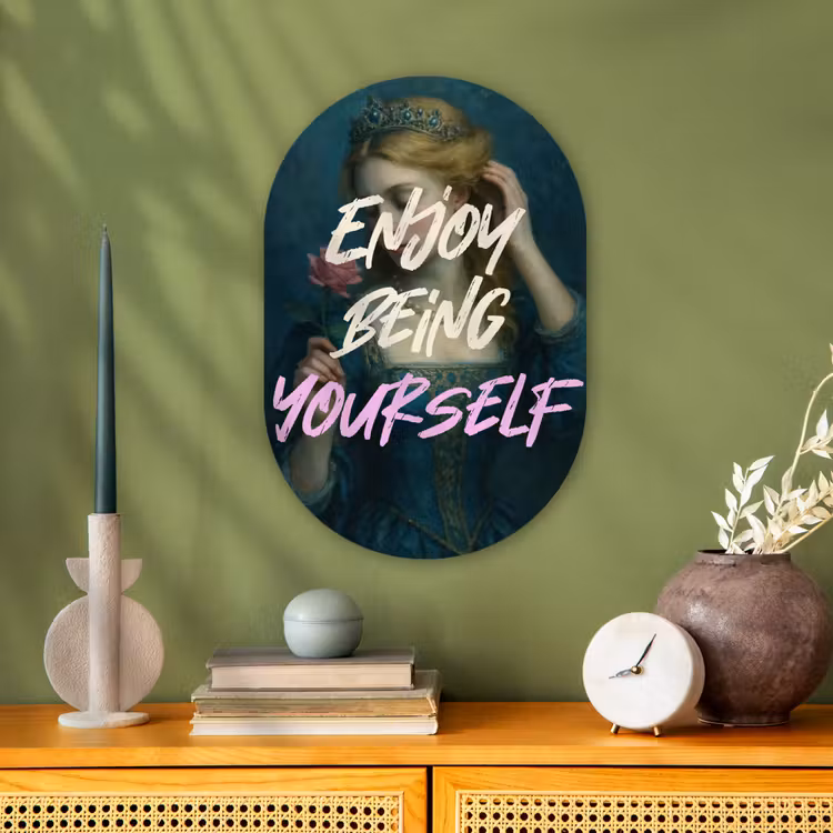 Vrouw - Roos - Quote Wandcirkel Ovaal Forex klein -sfeer2