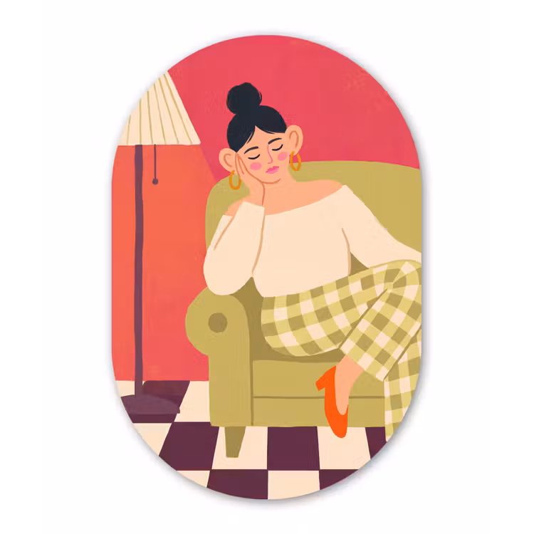 Vrouw - Rust - Interieur - Modern - Kunst Wandcirkel Ovaal Forex klein -3d