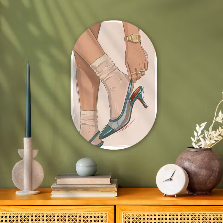 Vrouw - Schoen - Mode - Lifestyle - Groen Wandcirkel Ovaal Forex klein -sfeer2