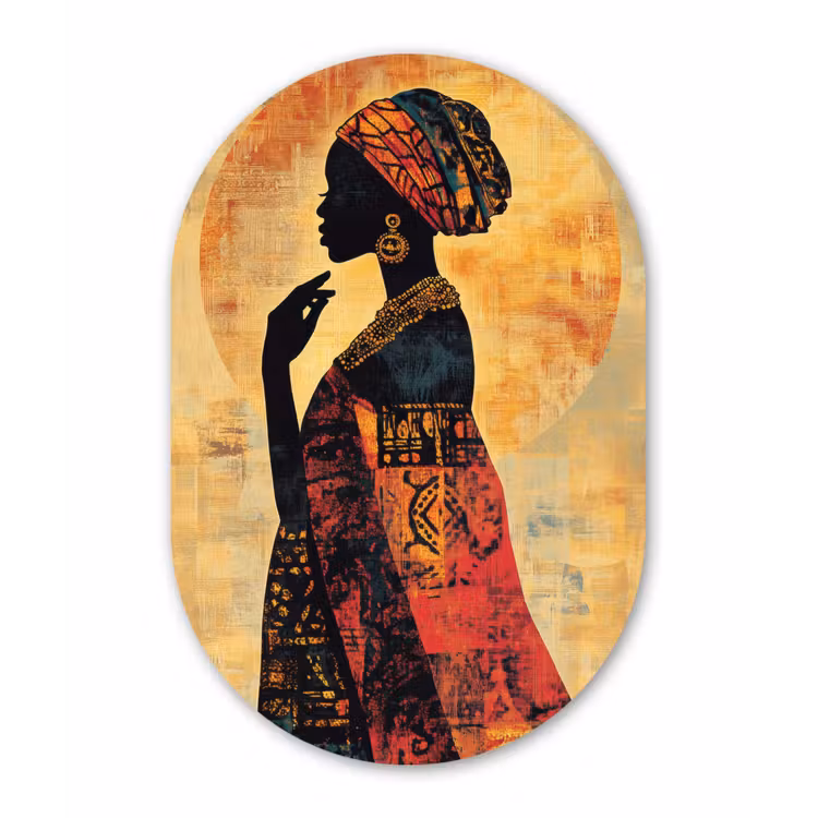 Vrouw - Silhouet - Patronen - Sierlijk Wandcirkel Ovaal Forex klein -3d