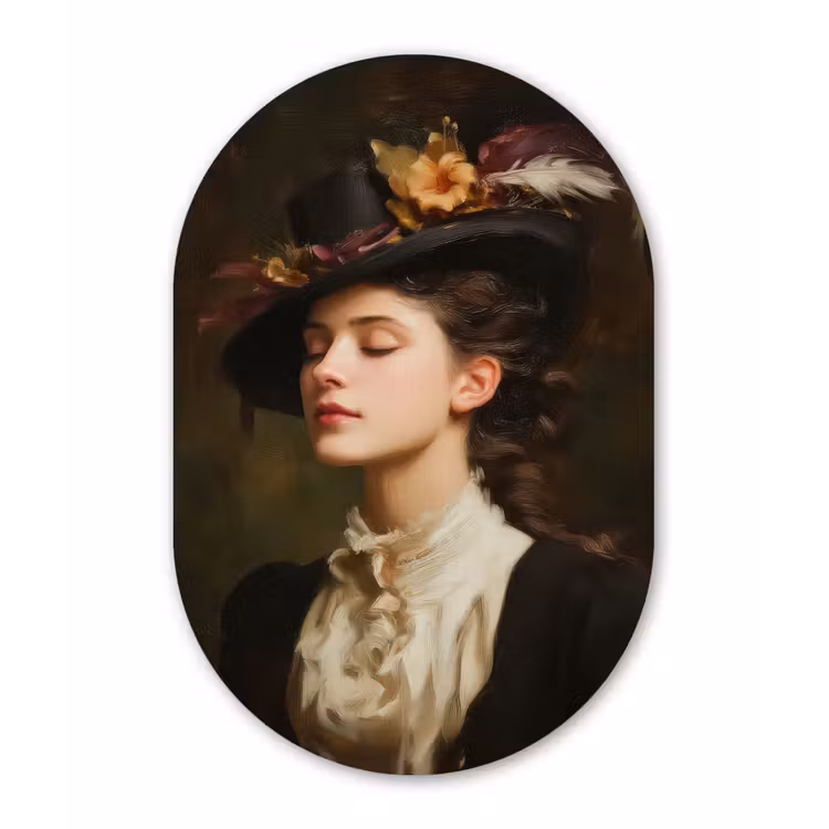 Vrouw - Victoriaans - Portret Wandcirkel Ovaal Forex klein -3d