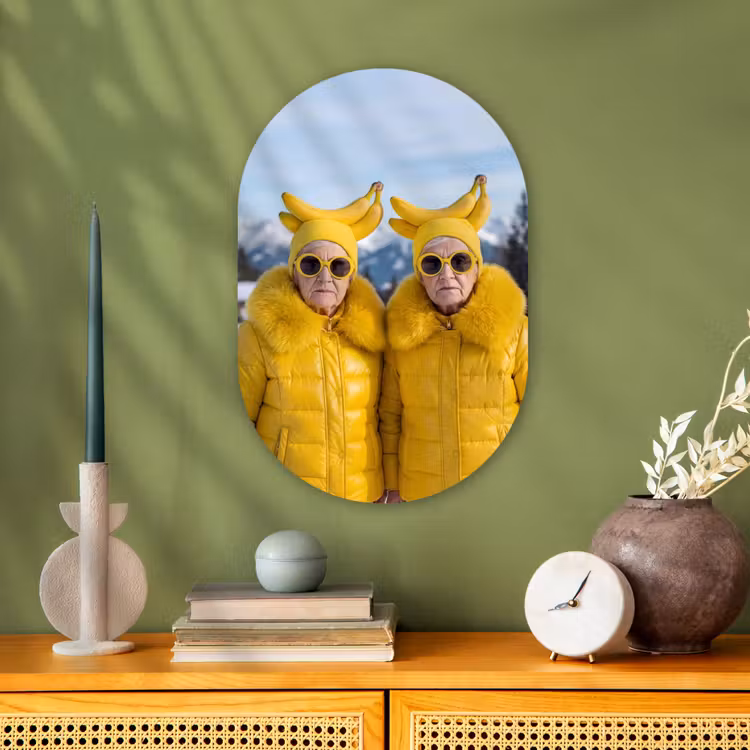 Vrouwen - Bananen - Geel Wandcirkel Ovaal Forex klein -sfeer2