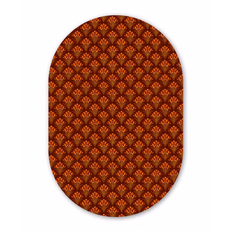 Waaiers - Art Deco - Botanisch - Roestbruin - Oranje Wandcirkel Ovaal Forex klein 630 -3d