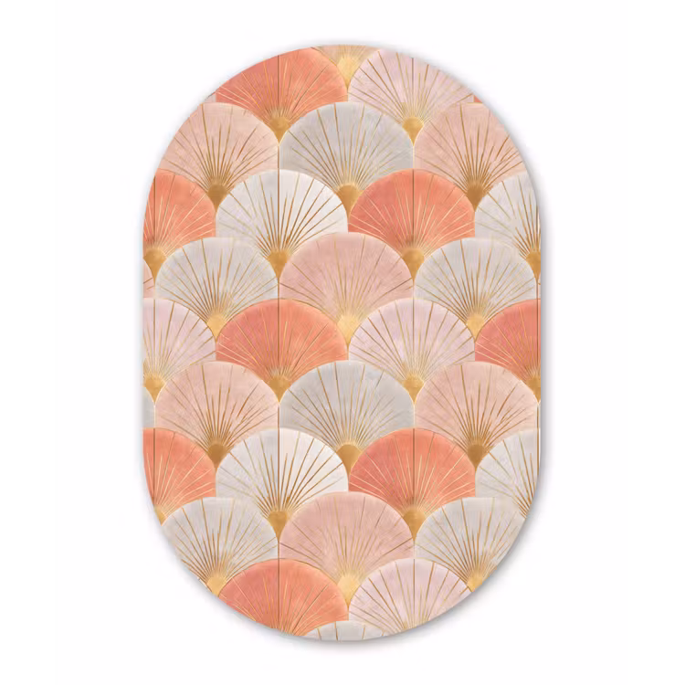 Waaiers - Goud - Roze Wandcirkel Ovaal Forex klein 630 -3d
