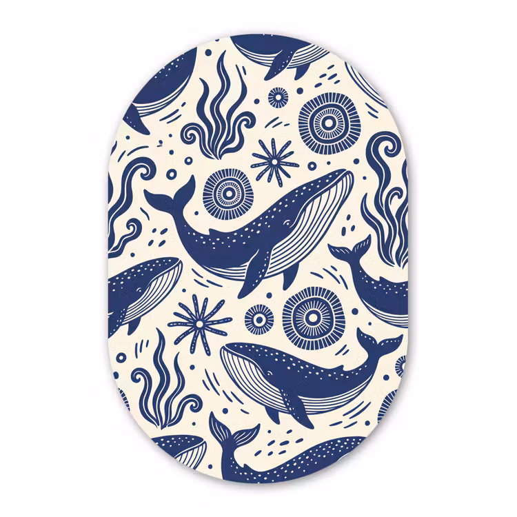 Walvis - Onderwater - Dieren - Abstract - Blauw Wandcirkel Ovaal Forex klein -3d