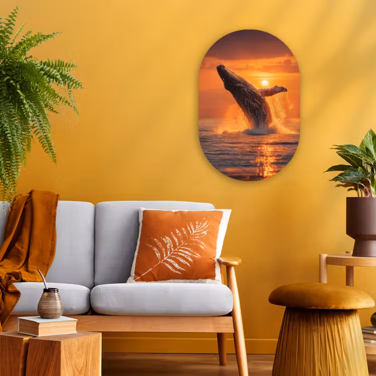 Walvis - Zon - Zee Wandcirkel Ovaal Forex klein -sfeer4