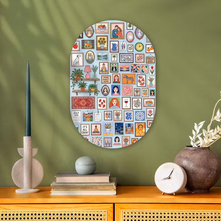 Wanddecoratie - Collectie - Huis - Illustratief - Kleurrijk Wandcirkel Ovaal Forex klein -sfeer2