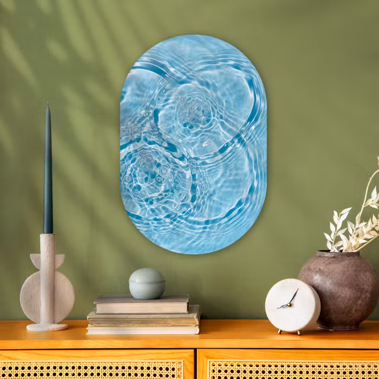 Water - Blauw - bubbels Wandcirkel Ovaal Forex klein -sfeer2