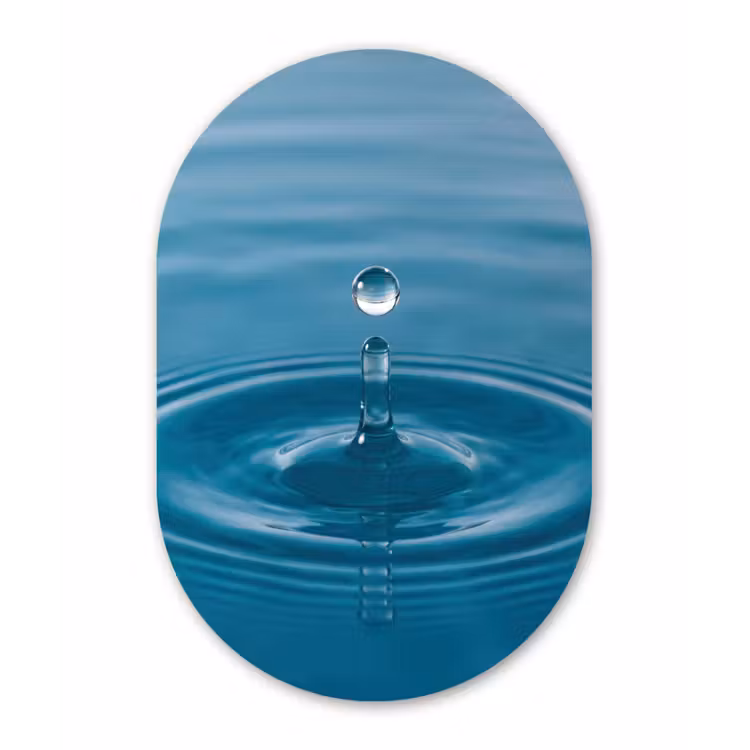 Waterdruppel - Water - Oppervlakte Wandcirkel Ovaal Forex klein -3d
