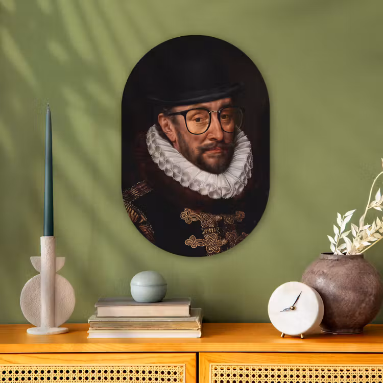 Willem van Oranje - Adriaen Thomasz - Bril Wandcirkel Ovaal Forex klein -sfeer2
