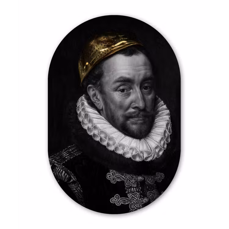 Willem van Oranje - Adriaen Thomasz - Goud Wandcirkel Ovaal Forex klein -3d