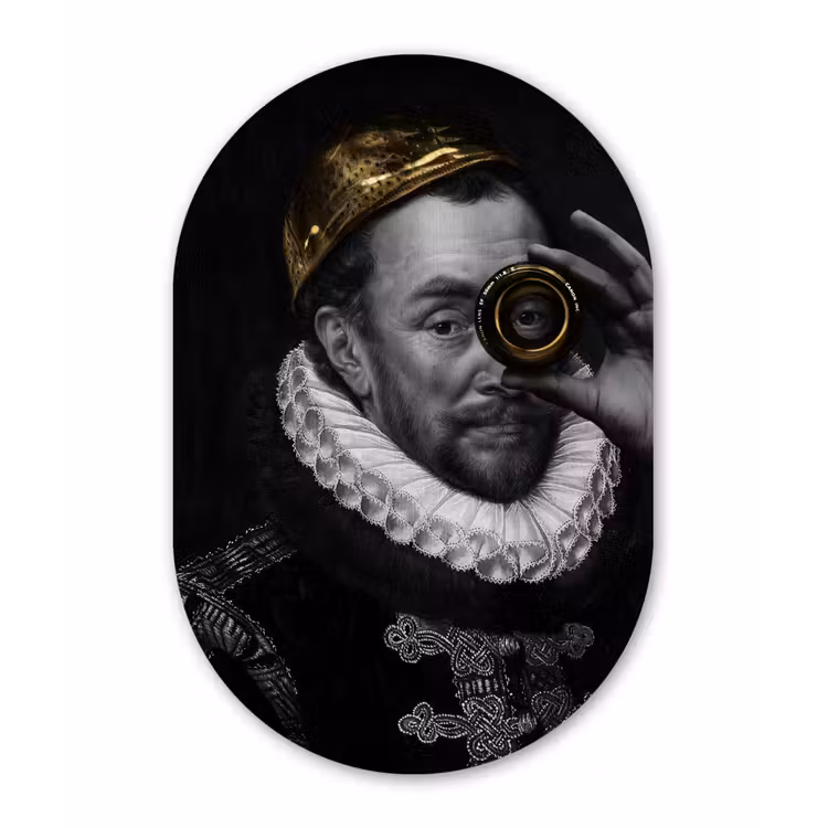 Willem van Oranje - Adriaen Thomasz - Goud - Lens Wandcirkel Ovaal Forex klein -3d