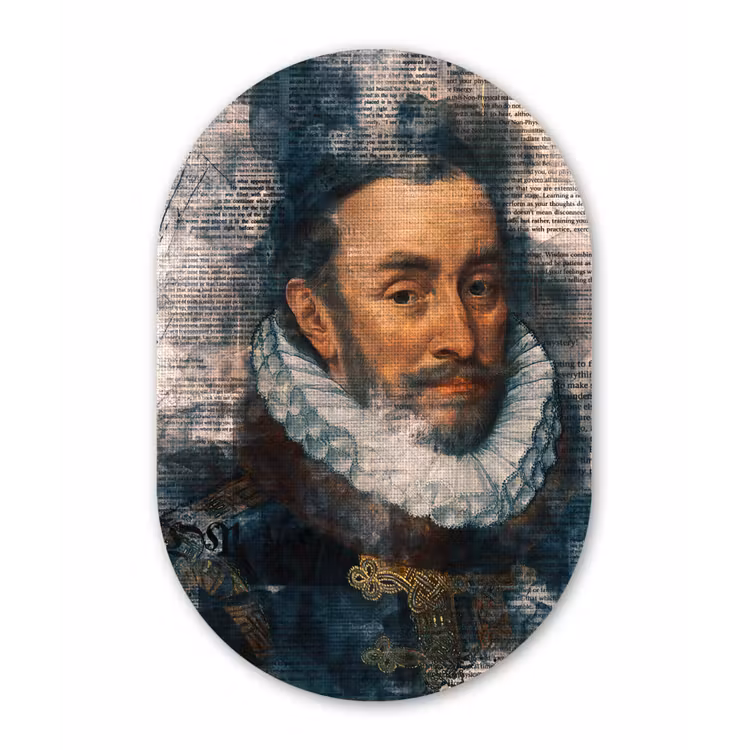 Willem van Oranje - Adriaen Thomasz - Krant Wandcirkel Ovaal Forex klein -3d