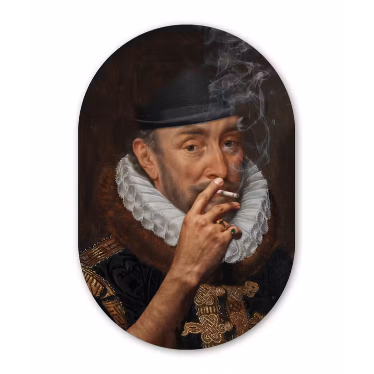 Willem van Oranje - Adriaen Thomasz - Sigaretten - Rook Wandcirkel Ovaal Forex klein -3d