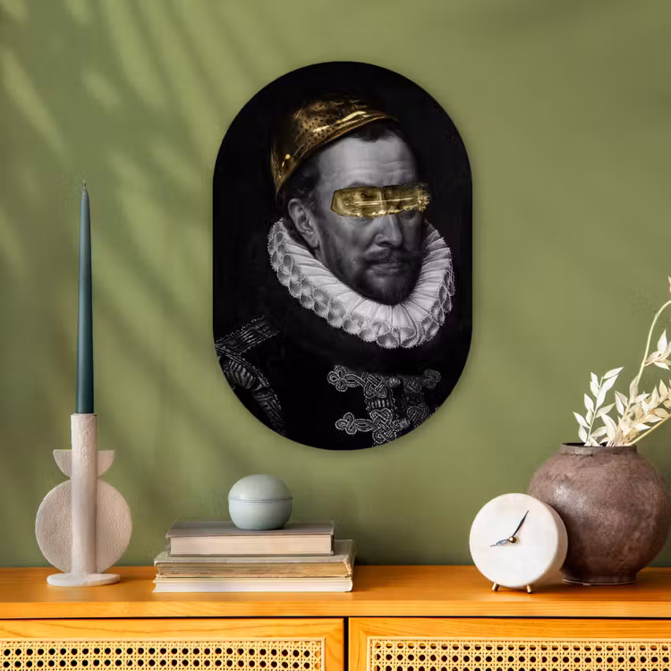Willem van Oranje - Adriaen Thomasz - Zwart - Wit Wandcirkel Ovaal Forex klein -sfeer2