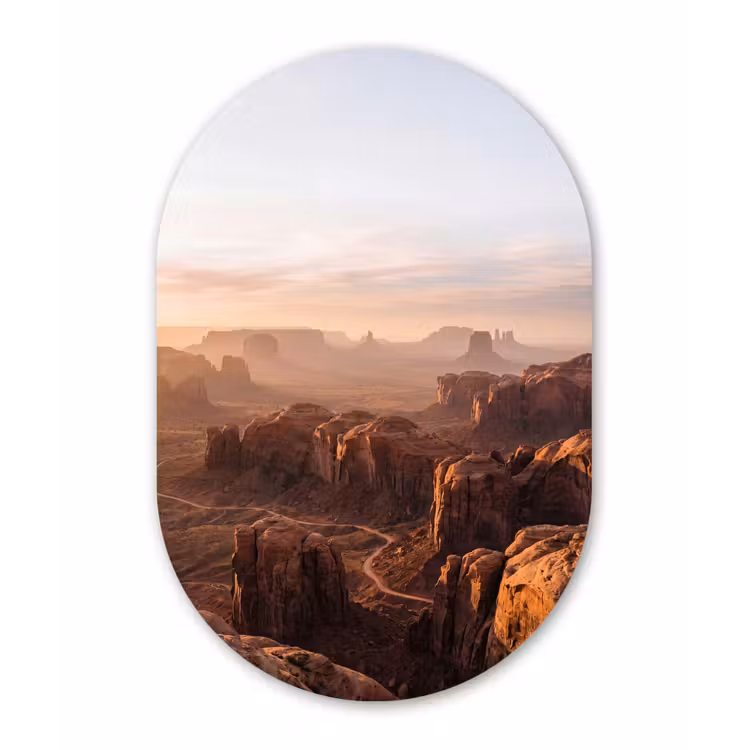 Woestijn - Landschap - Natuur Wandcirkel Ovaal Forex klein -3d