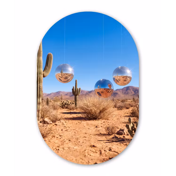 Muurovaal - Woestijn - Spiegelbal - Kunst - Woestijn - Spiegelbal - Kunst Wandcirkel Ovaal Forex klein