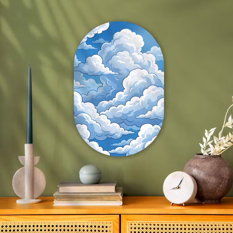 Wolken - Hemel - Abstract - Wit Wandcirkel Ovaal Forex klein -sfeer2