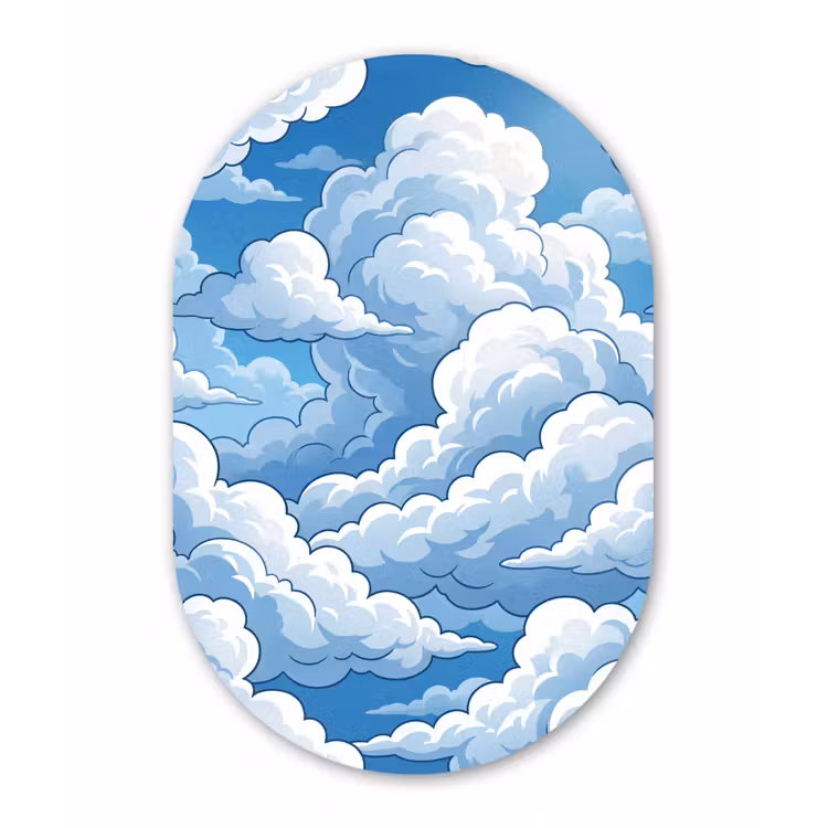 Wolken - Hemel - Abstract - Wit Wandcirkel Ovaal Forex klein -3d