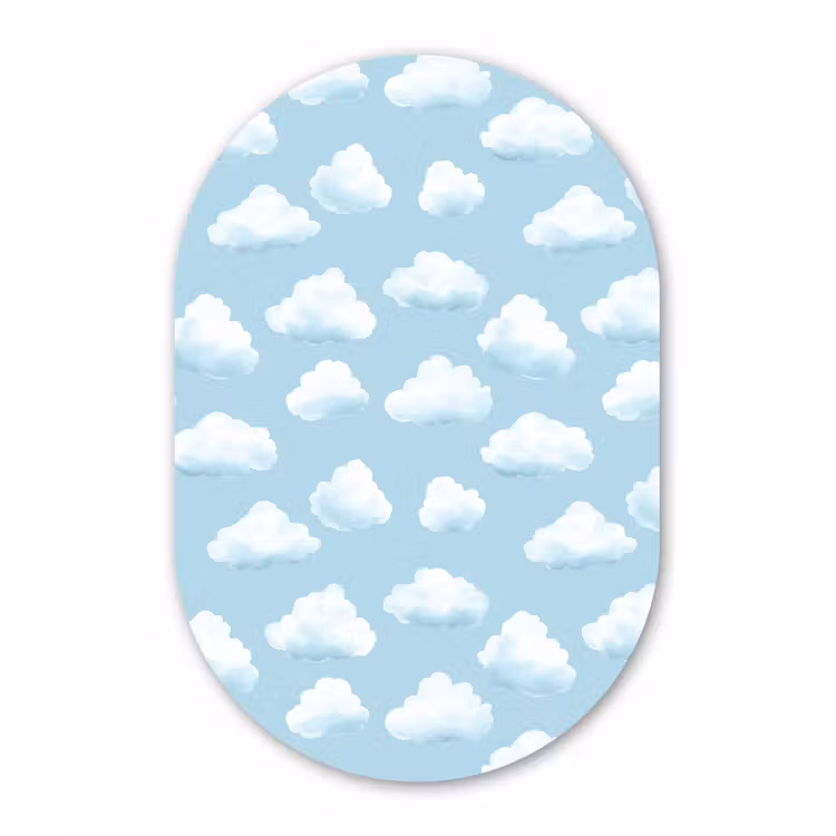 Wolken - Illustratie - Blauw Wandcirkel Ovaal Forex klein 630 -3d