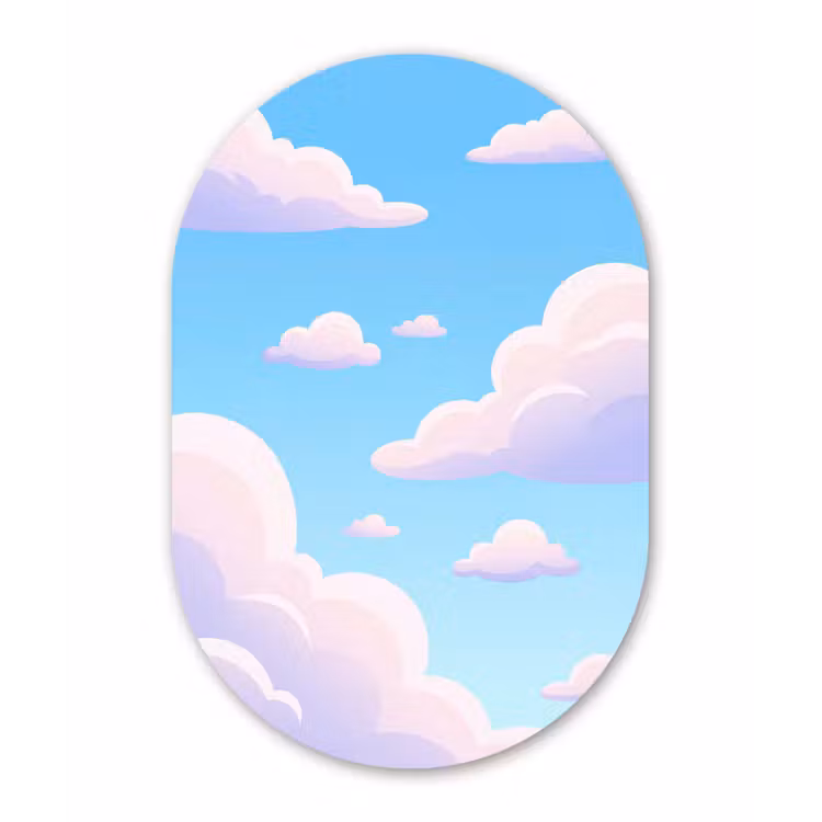 Wolken - Roze - Blauw - Natuur - Modern Wandcirkel Ovaal Forex klein -3d