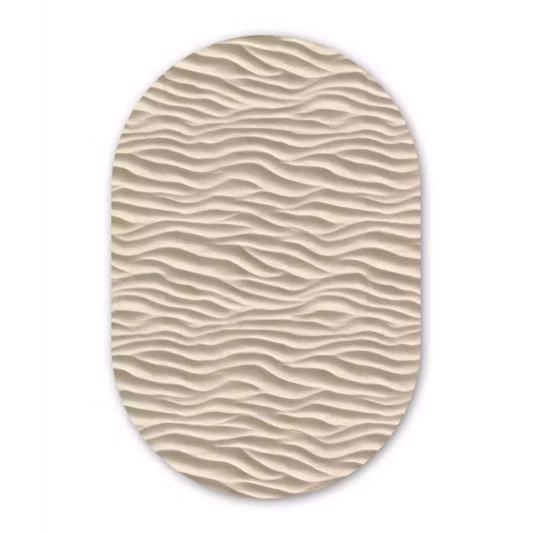 Zand - Golven - Beige Wandcirkel Ovaal Forex klein 630 -3d