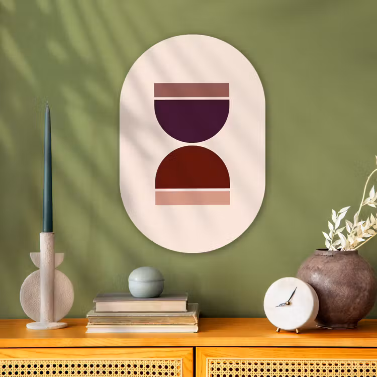Zandloper - Symmetrisch - Rood - Paars Wandcirkel Ovaal Forex klein -sfeer2