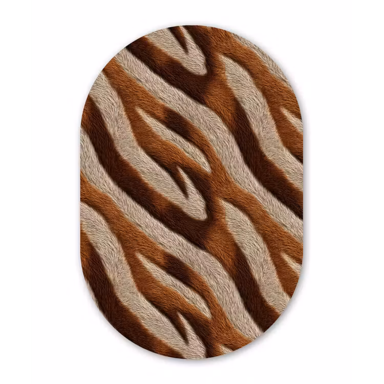 Zebra - Bruin - Patroon Wandcirkel Ovaal Forex klein 630 -3d