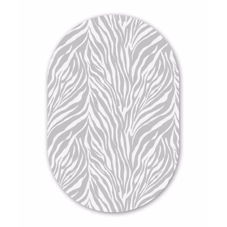 Zebra - Motief - Grijs Wandcirkel Ovaal Forex klein 630 -3d