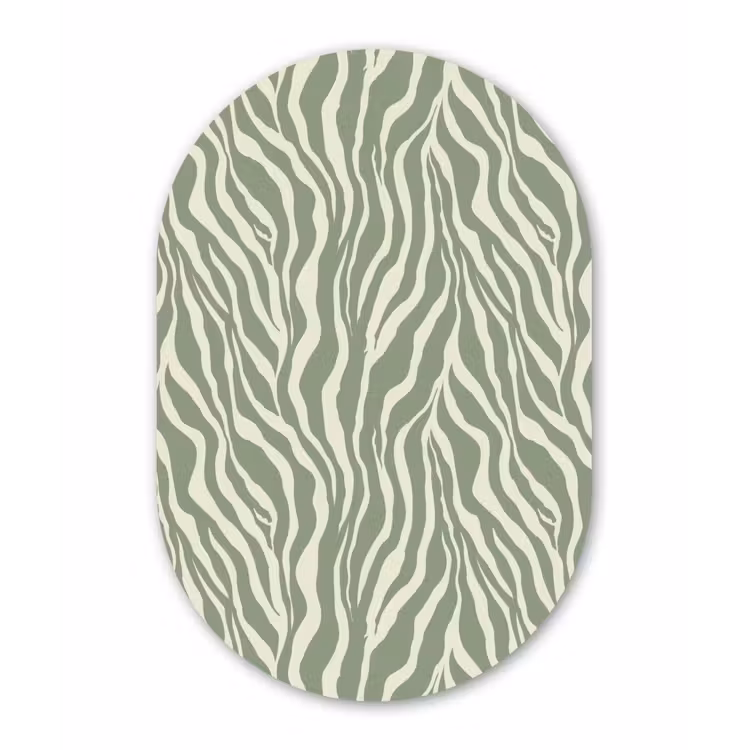 Zebra - Motief - Groen Wandcirkel Ovaal Forex klein 630 -3d
