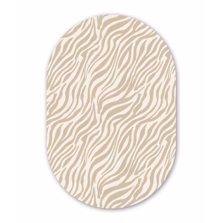 Zebra - Patroon - Beige Wandcirkel Ovaal Forex klein 630 -3d