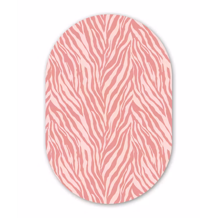 Zebra - Print - Roze Wandcirkel Ovaal Forex klein 630 -3d