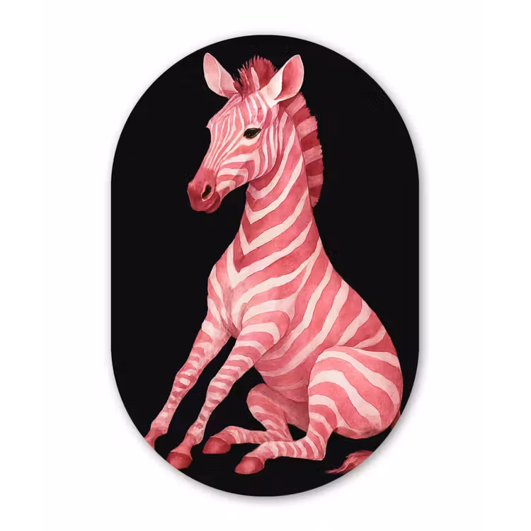 Zebra - Roze - Gestreept Wandcirkel Ovaal Forex klein -3d