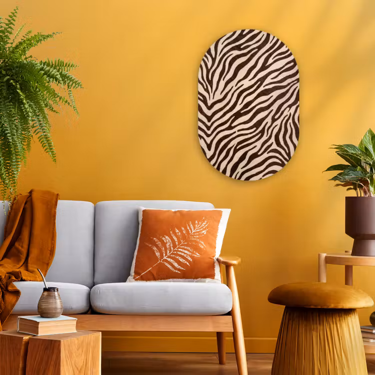 Zebra - Strepen - Bruin Wandcirkel Ovaal Forex klein -sfeer4