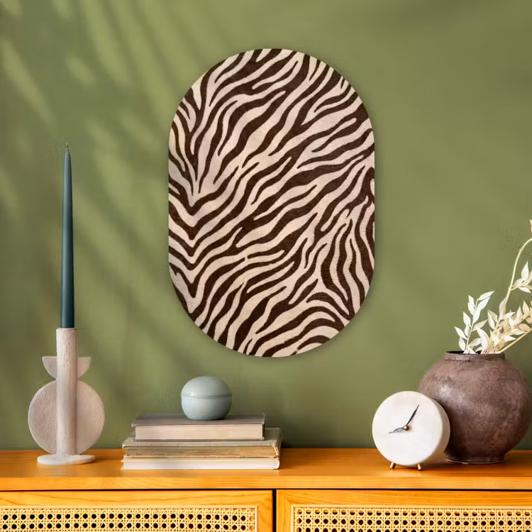 Zebra - Strepen - Bruin Wandcirkel Ovaal Forex klein -sfeer2
