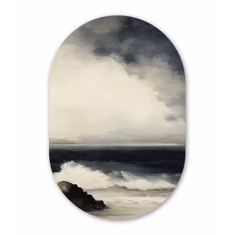 Zee - Rotsen - Storm Wandcirkel Ovaal Forex klein -3d