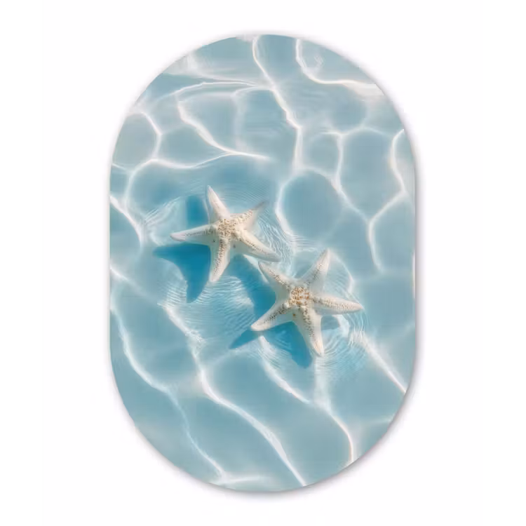 Zeesterren - Golvend water - Rustgevend Wandcirkel Ovaal Forex klein -3d