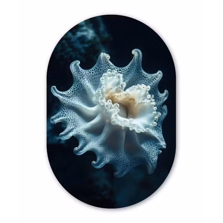 Zeewezen - Wit - Golven - Water Wandcirkel Ovaal Forex klein -3d