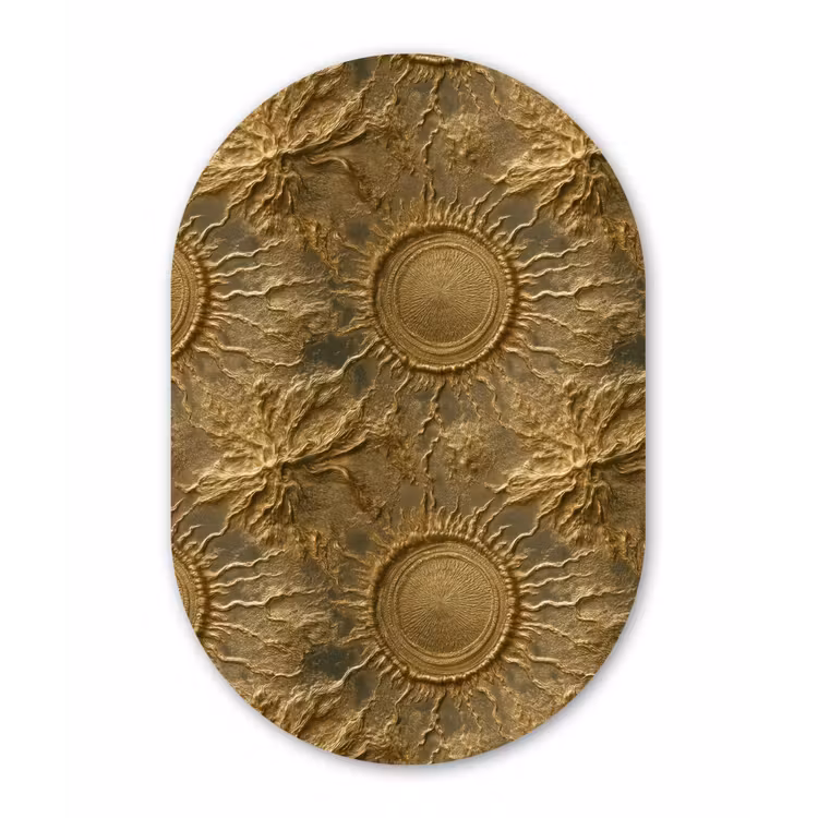 Zon - Reliëf - Antiek - Goud Wandcirkel Ovaal Forex klein 630 -3d