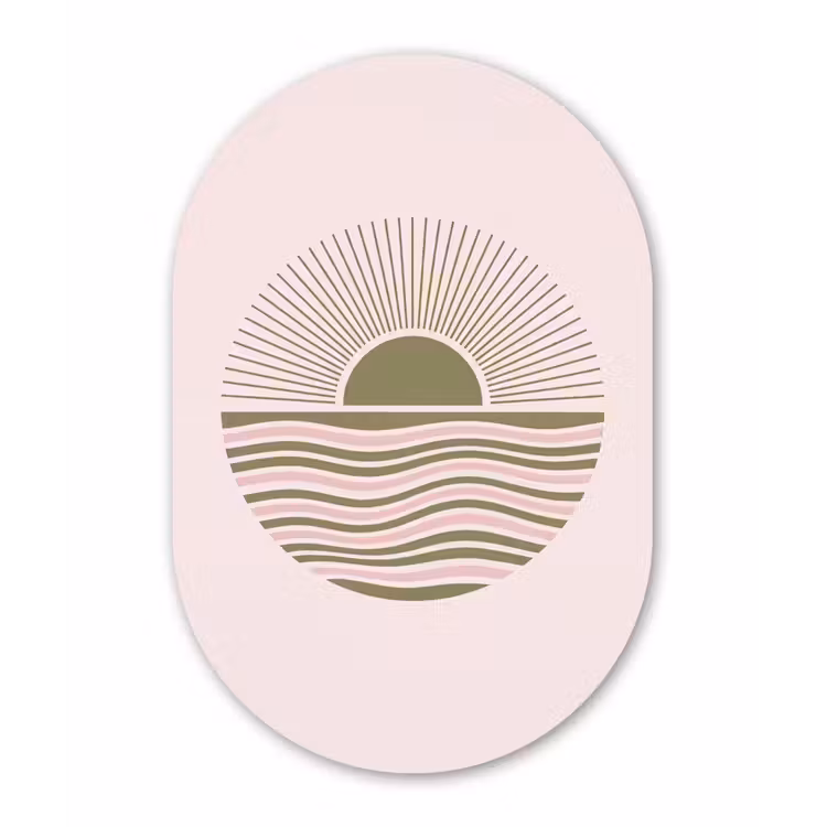 Zon - Zee - Abstract - Modern - Roze Wandcirkel Ovaal Forex klein -3d