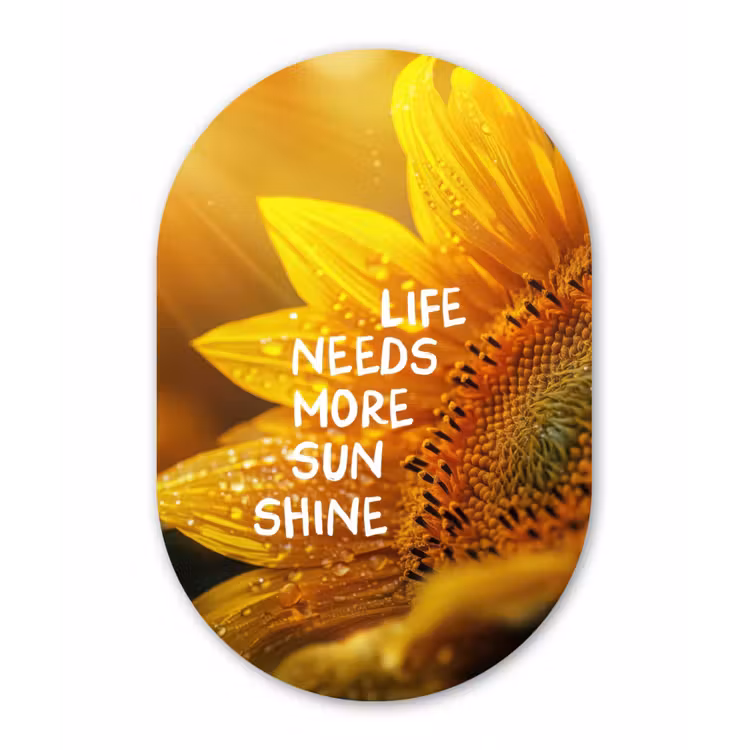 Zonnebloem - Close up - Geel - Quote Wandcirkel Ovaal Forex klein -3d