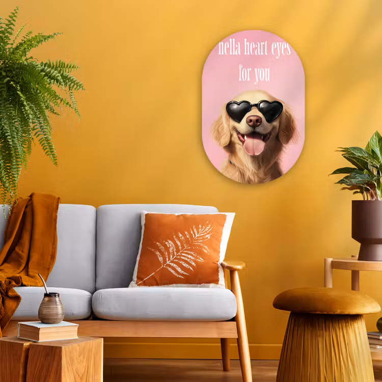 Zonnebril - Hartjes - Hond - Valentijn Wandcirkel Ovaal Forex klein -sfeer4