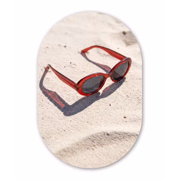 Zonnebril - Strand - Vakantie - Rood Wandcirkel Ovaal Forex klein -3d
