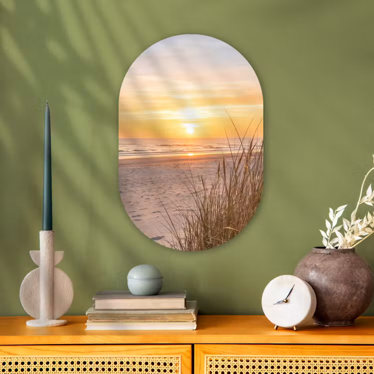 Zonsondergang - Duinen - Zee Wandcirkel Ovaal Forex klein -sfeer2