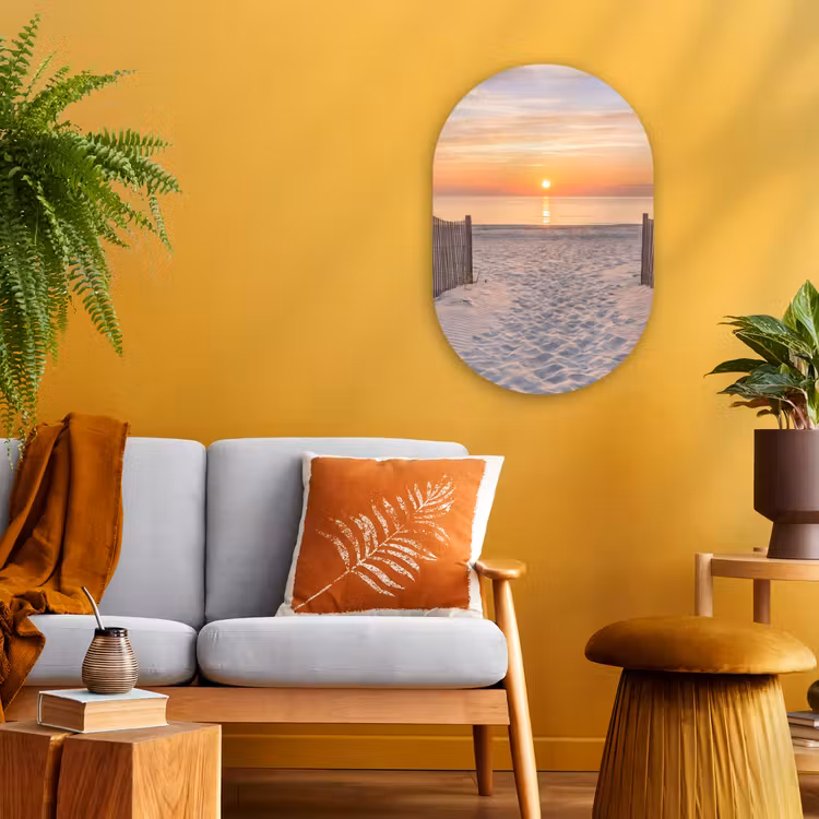 Zonsondergang - Strand - Zand Wandcirkel Ovaal Forex klein -sfeer4