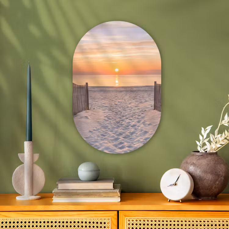 Zonsondergang - Strand - Zand Wandcirkel Ovaal Forex klein -sfeer2